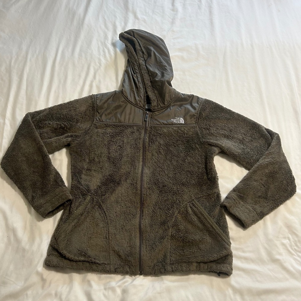 The North Face Os0 Full Zip Fleece Hoodie Jacket Brown Womens M